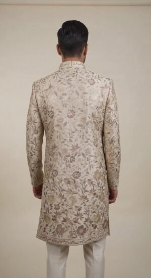 Ivory Floral Embroidered Sherwani